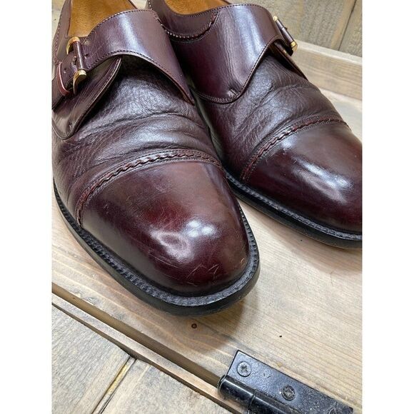 ?PAOLO De Marco Men\'s Oxblood Leather Monk Strap Cap Toe Shoes 10.5 main image 9
